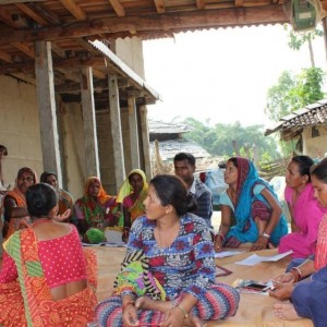 Facilitators in the field with women groups in Sarlahi
